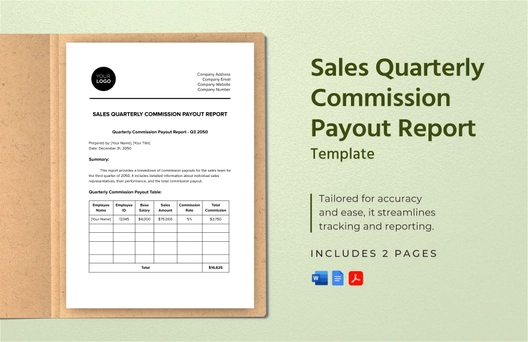 Sales Quarterly Commission Payout Report Template