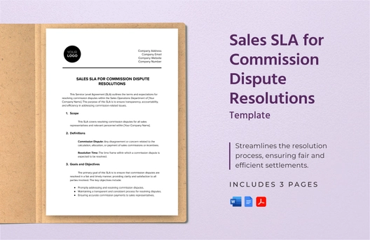 Sales SLA for Commission Dispute Resolutions Template
