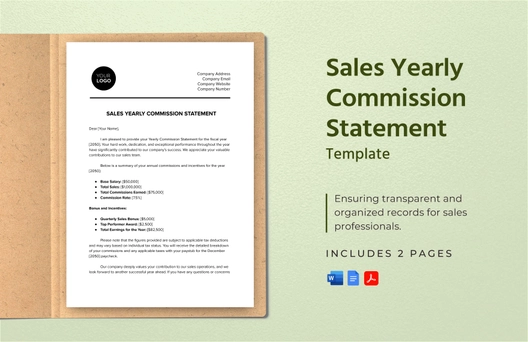 Sales Yearly Commission Statement Template