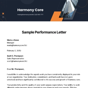 Free Sample Performance Letter Template to Edit Online