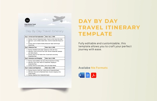 Day by Day Travel Itinerary Template