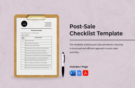 Post-Sale Checklist Template