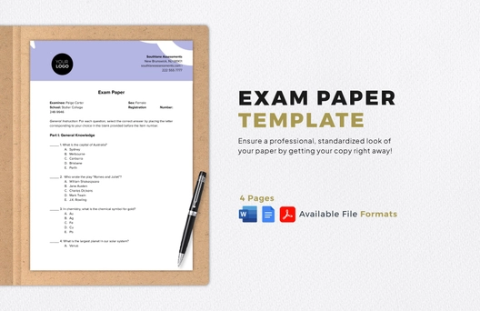 Exam Paper Template Exam Paper Template