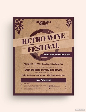 Wine Festival Retro Vintage Flyer Template