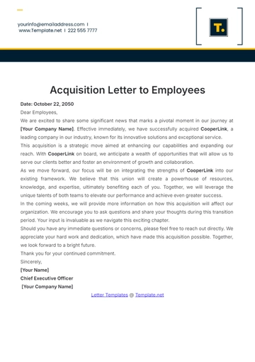 Free Acquisition Letter to Employees Template to Edit Online