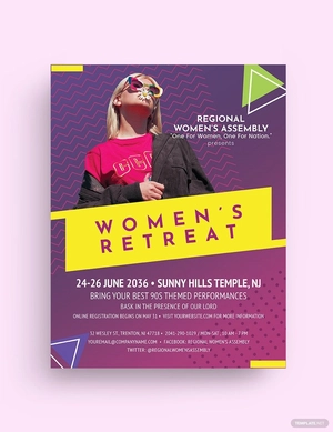 Women 90s Retreat Flyer Template