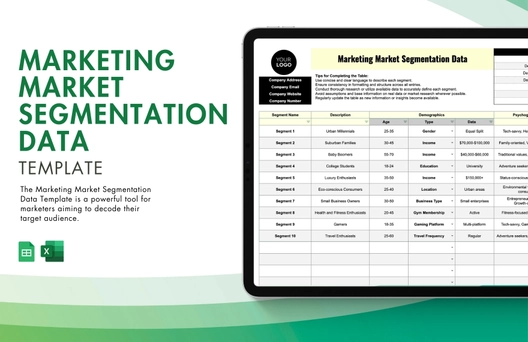 Marketing Market Segmentation Data Template