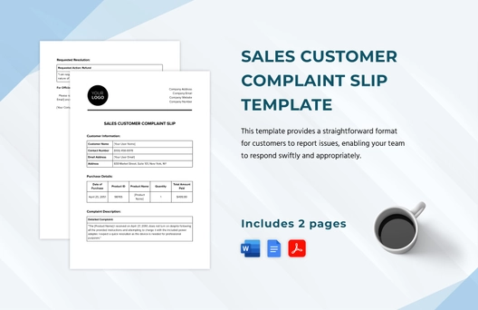 Sales Customer Complaint Slip Template