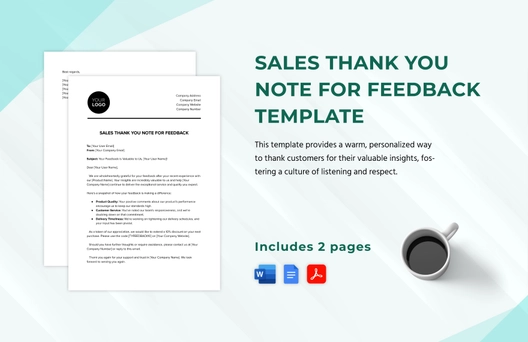 Sales Thank You Note for Feedback Template