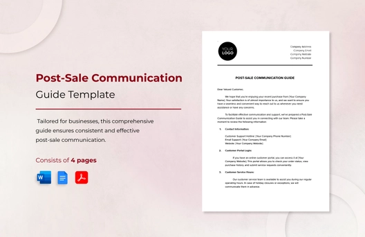 Post-Sale Communication Guide Template Post-Sale Communication Guide Template
