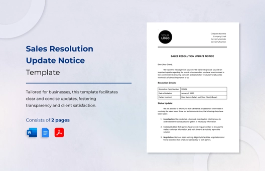Sales Resolution Update Notice Template