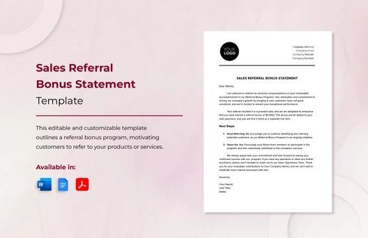 Sales Referral Bonus Statement Template