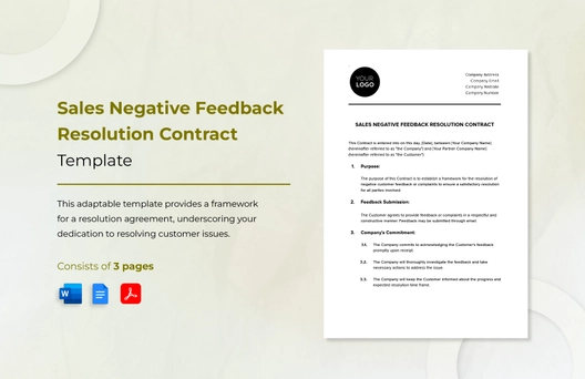 Sales Negative Feedback Resolution Contract Template