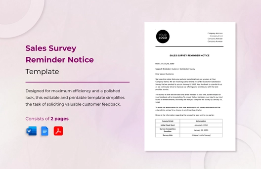 Sales Survey Reminder Notice Template