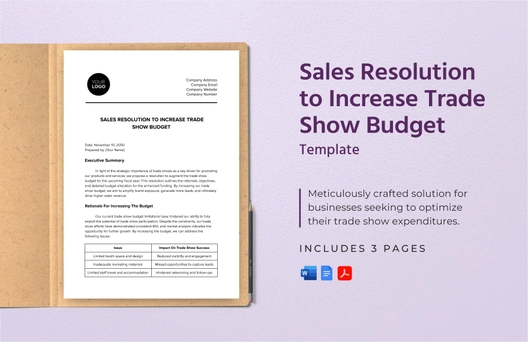 Sales Resolution to Increase Trade Show Budget Template