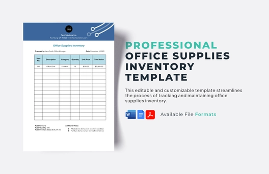 Office Supplies Inventory Template