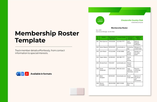 Membership Roster Template