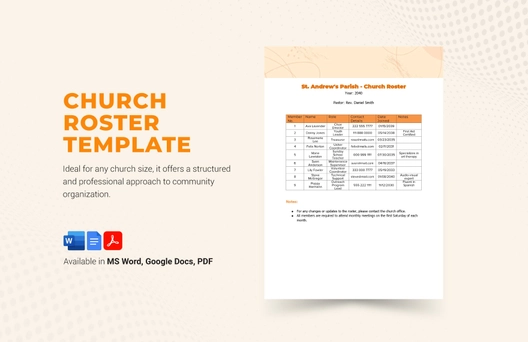 Church Roster Template