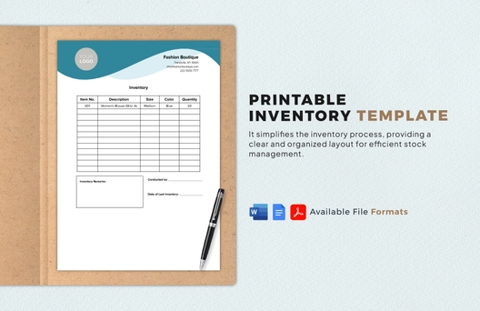 Printable Inventory Template