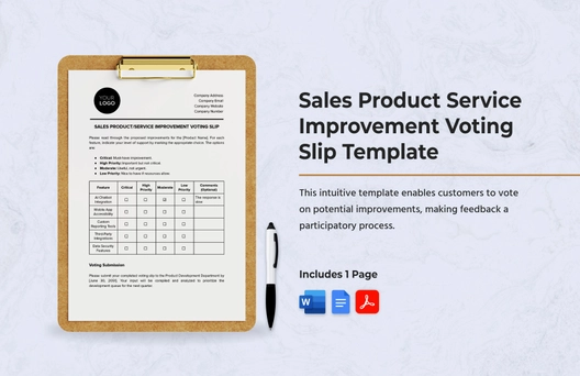 Sales Product/Service Improvement Voting Slip Template