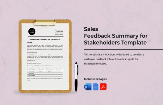 Sales Feedback Summary for Stakeholders Template