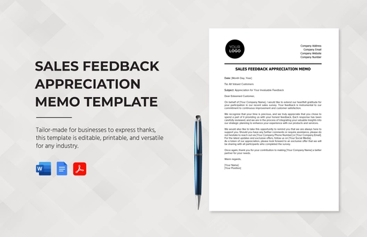 Sales Feedback Appreciation Memo Template