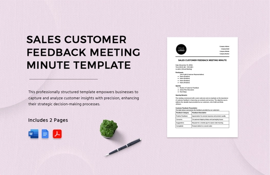 Sales Customer Feedback Meeting Minute Template