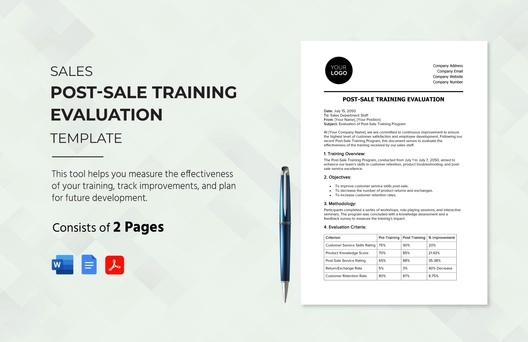 Sales Post-Sale Training Evaluation Template
