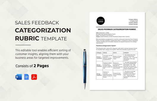 Sales Feedback Categorization Rubric Template