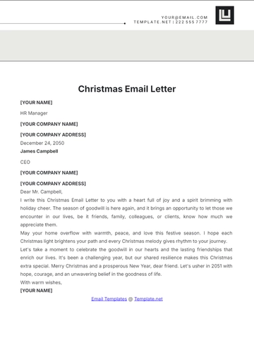 Free Christmas Email Letter Template to Edit Online