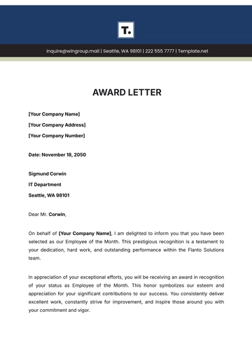 Free Award Letter Template to Edit Online
