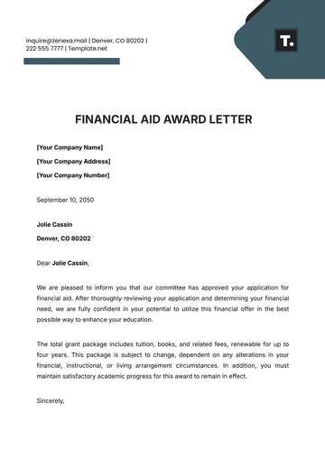 Free Financial Aid Award Letter Template to Edit Online