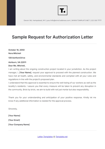 Free Sample Request for Authorization Letter Template to Edit Online