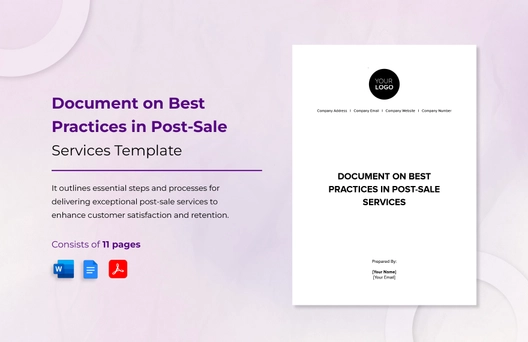 Document on Best Practices in Post-Sale Services Template
