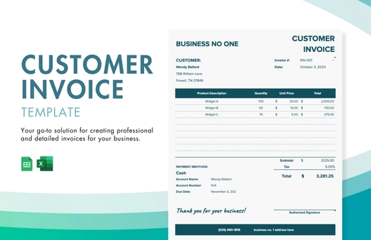 Customer Invoice Template Customer Invoice Template