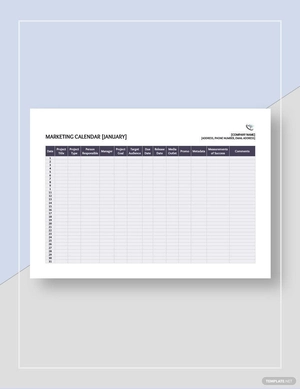 Marketing Editorial Calendar Template