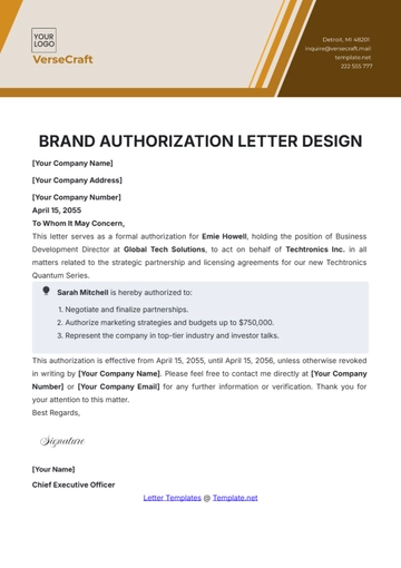 Free Brand Authorization Letter Design Template to Edit Online