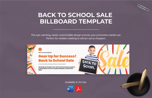 Back to School Sale Billboard Template