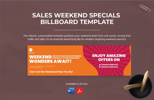 Sales Weekend Specials Billboard Template