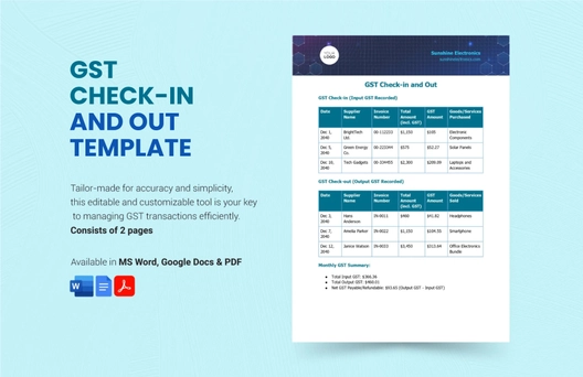 GST Check-in and Out Template