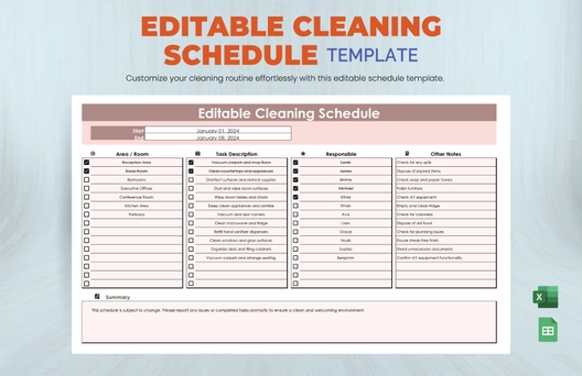 Editable Cleaning Schedule Template