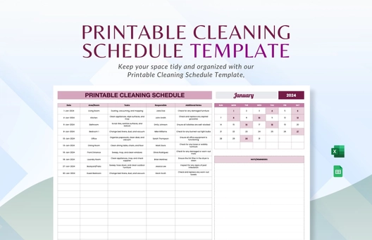 Printable Cleaning Schedule Template