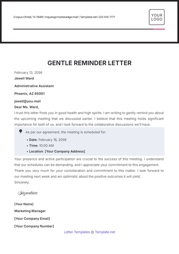 Free Gentle Reminder Letter Template to Edit Online