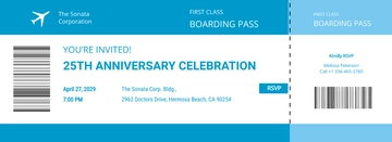 Free Plane Boarding Pass Invitation Template to Edit Online