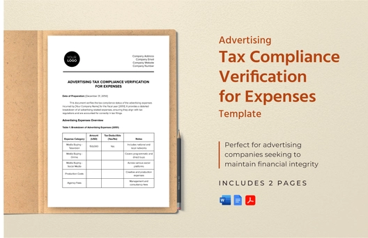 Advertising Tax Compliance Verification for Expenses Template