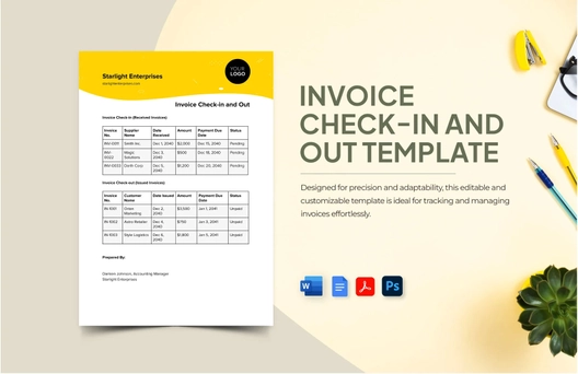 Invoice Check-in and Out Template