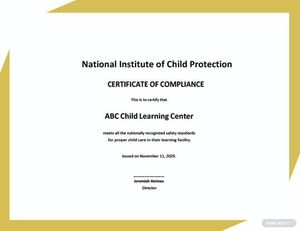 Child Care Safety Certificate Template
