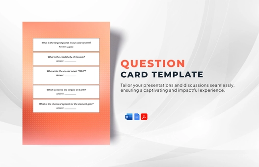 Question Card Template Question Card Template