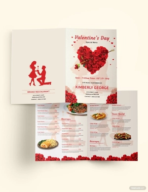 Valentine's Day Bi-Fold Menu Template