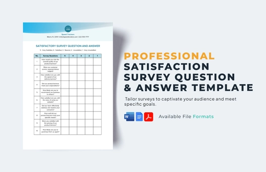 Satisfaction Survey Question & Answer Template Satisfaction Survey Question & Answer Template